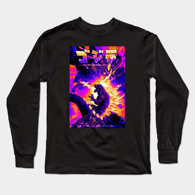 Retro Godzilla Alien Long Sleeve T-Shirt by Bentonhio